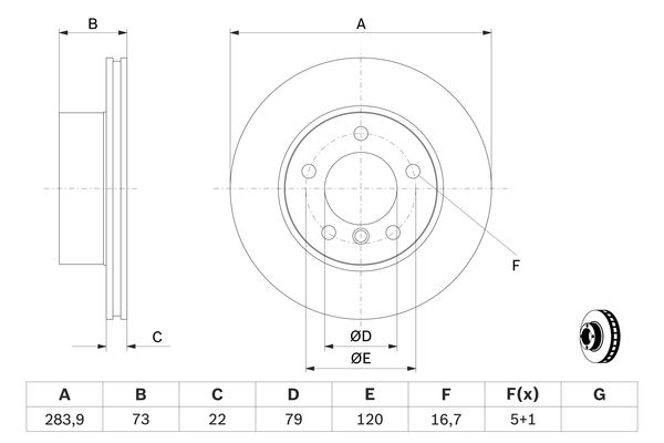 BOSCH Féktárcsa, mind 0986479W60_BOSCH