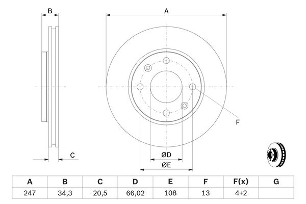 BOSCH Féktárcsa, mind 0986479W62_BOSCH