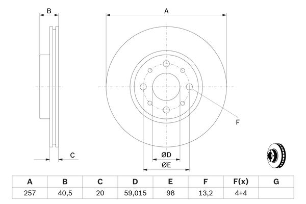 BOSCH Féktárcsa, mind 0986479W68_BOSCH