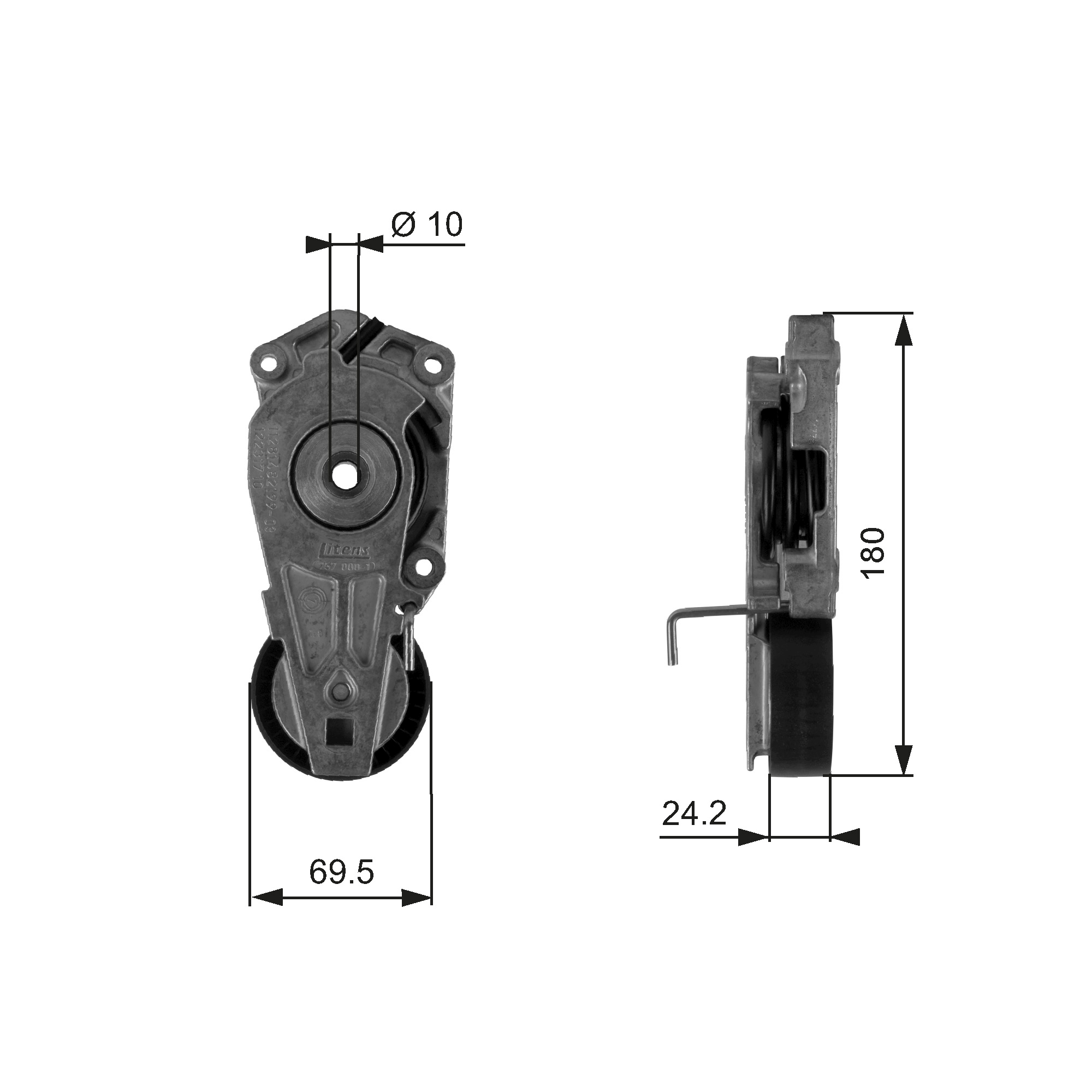 GATES Feszítőgörgő, hosszbordás szíj T38405_GATES