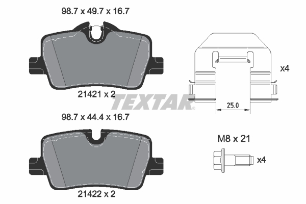 TEXTAR Hátsó fékbetét 2142101_TEXTAR