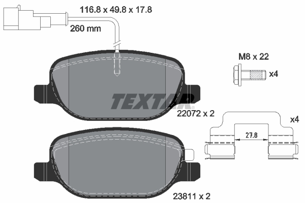 TEXTAR Hátsó fékbetét 2207201_TEXTAR