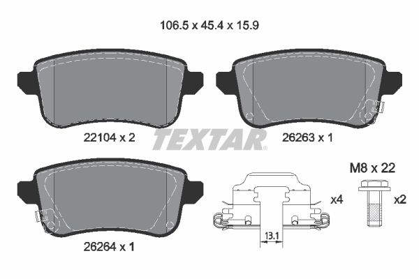 TEXTAR Fékbetét, mind 2210401_TEXTAR