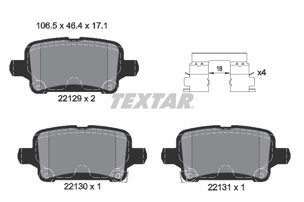 TEXTAR Hátsó fékbetét 2212901_TEXTAR