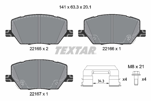 TEXTAR Fékbetét, mind 2216503_TEXTAR