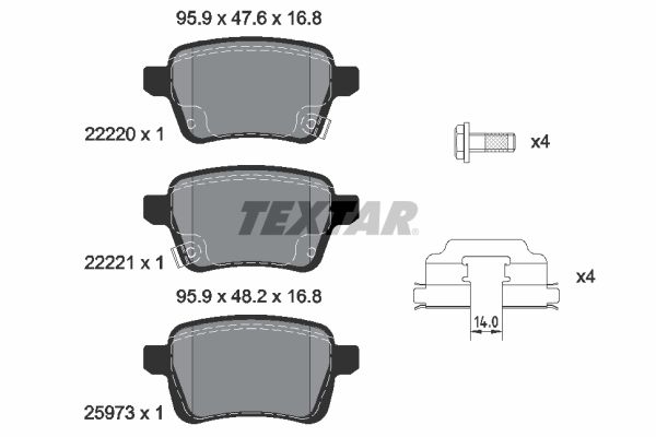 TEXTAR Hátsó fékbetét 2222001_TEXTAR