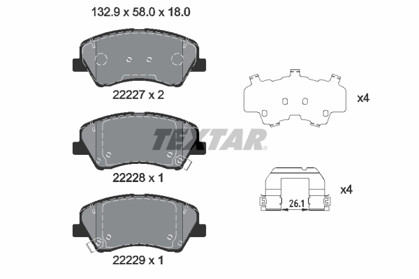 TEXTAR Fékbetét, mind 2222701_TEXTAR