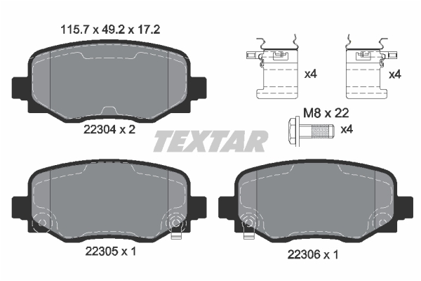 TEXTAR Hátsó fékbetét 2230401_TEXTAR