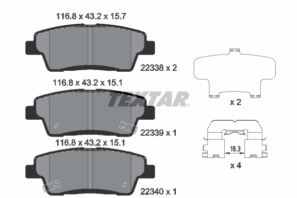 TEXTAR Hátsó fékbetét 2233801_TEXTAR