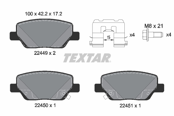 TEXTAR Hátsó fékbetét 2244901_TEXTAR