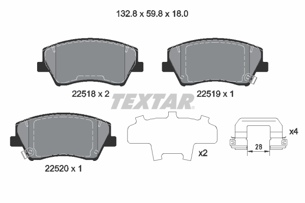 TEXTAR Fékbetét, mind 2251801_TEXTAR