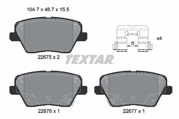 TEXTAR Hátsó fékbetét 2267501_TEXTAR