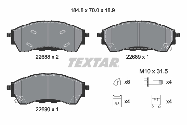 TEXTAR Fékbetét, mind 2268801_TEXTAR