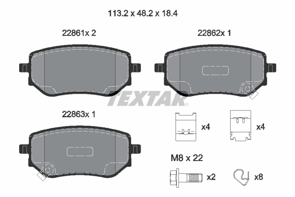 TEXTAR Hátsó fékbetét 2286101_TEXTAR