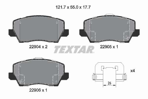 TEXTAR Fékbetét, mind 2290401_TEXTAR