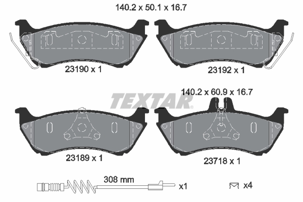 TEXTAR Hátsó fékbetét 2319002_TEXTAR