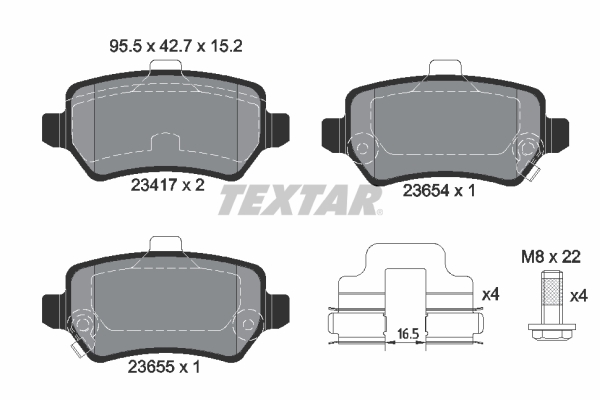 TEXTAR Hátsó fékbetét 2341703_TEXTAR