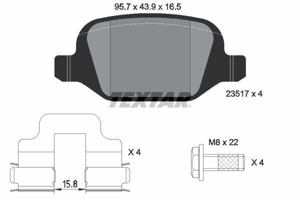 TEXTAR Hátsó fékbetét 2351703_TEXTAR