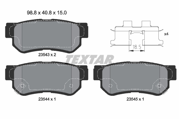 TEXTAR Hátsó fékbetét 2354301_TEXTAR