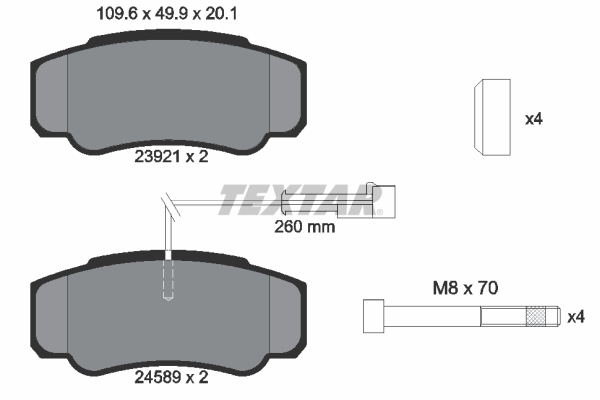 TEXTAR Hátsó fékbetét 2392103_TEXTAR