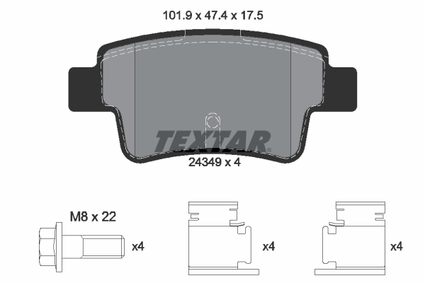 TEXTAR Hátsó fékbetét 2434901_TEXTAR