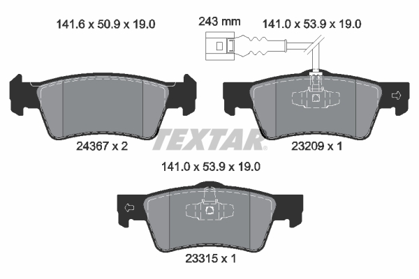 TEXTAR Hátsó fékbetét 2436704_TEXTAR