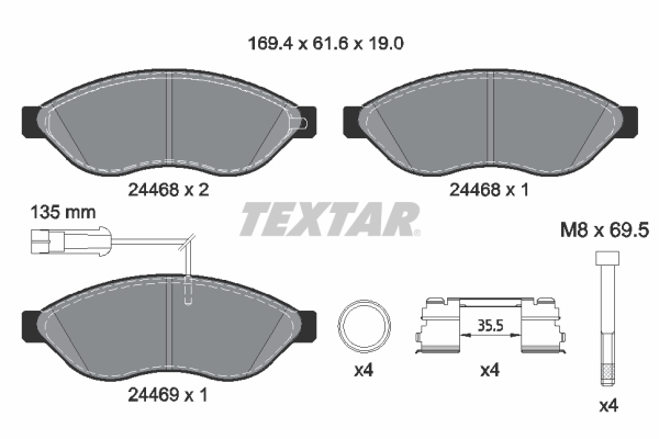 TEXTAR Fékbetét, mind 2446807_TEXTAR