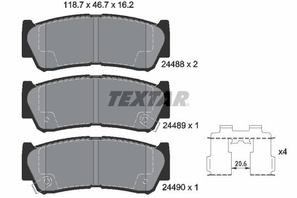 TEXTAR Hátsó fékbetét 2448801_TEXTAR