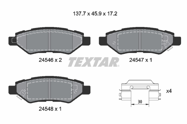 TEXTAR Fékbetét, mind 2454601_TEXTAR