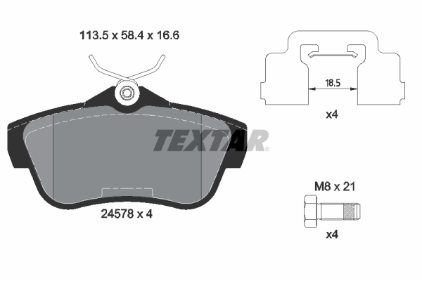 TEXTAR Hátsó fékbetét 2457801_TEXTAR