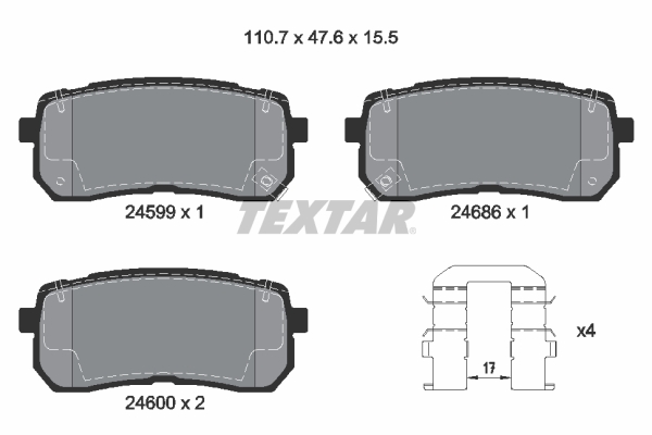 TEXTAR Hátsó fékbetét 2459901_TEXTAR