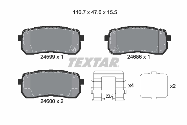 TEXTAR Hátsó fékbetét 2459904_TEXTAR