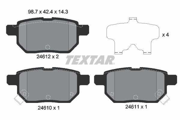 TEXTAR Hátsó fékbetét 2461001_TEXTAR