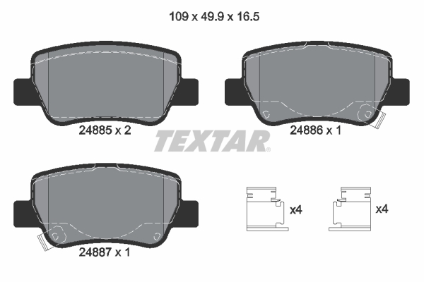 TEXTAR Hátsó fékbetét 2488501_TEXTAR