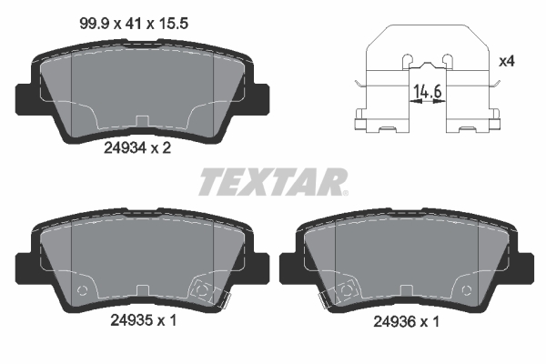 TEXTAR Hátsó fékbetét 2493401_TEXTAR