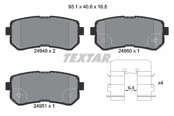 TEXTAR Hátsó fékbetét 2494901_TEXTAR