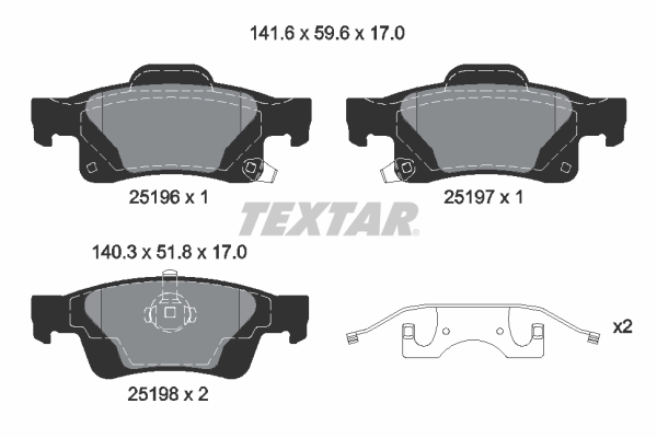 TEXTAR Fékbetét, mind 2519603_TEXTAR