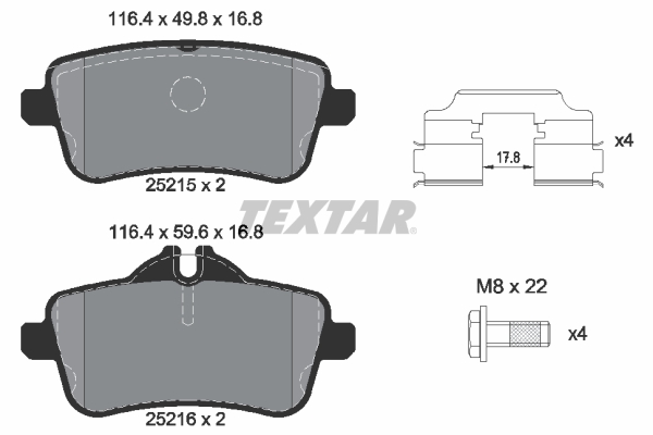 TEXTAR Hátsó fékbetét 2521505_TEXTAR