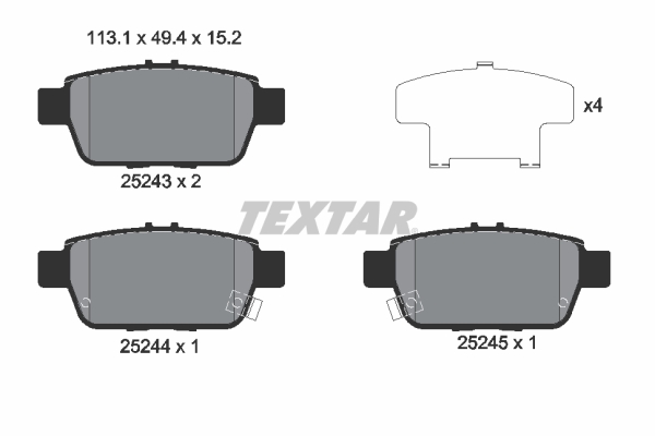 TEXTAR Hátsó fékbetét 2524301_TEXTAR