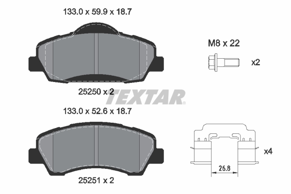 TEXTAR Fékbetét, mind 2525004_TEXTAR