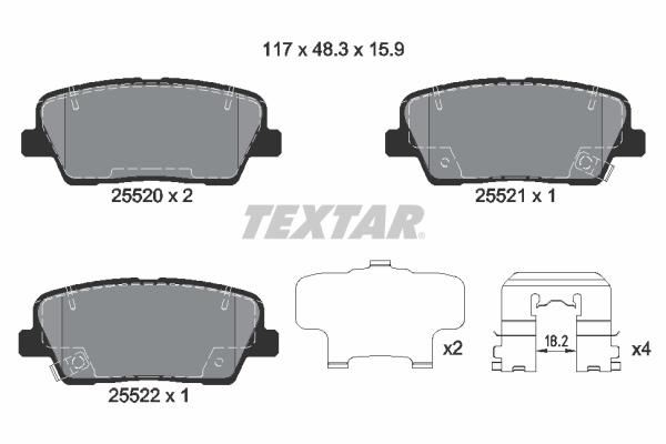 TEXTAR Hátsó fékbetét 2552001_TEXTAR