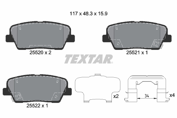 TEXTAR Hátsó fékbetét 2552003_TEXTAR