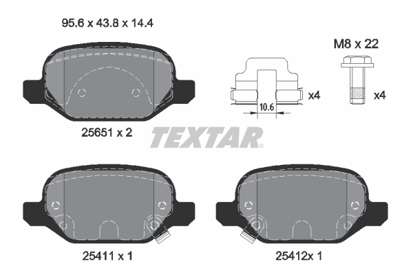 TEXTAR Hátsó fékbetét 2565101_TEXTAR