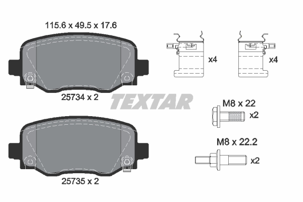 TEXTAR Hátsó fékbetét 2573401_TEXTAR