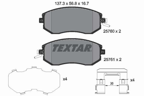 TEXTAR Első fékbetét 2576001_TEXTAR