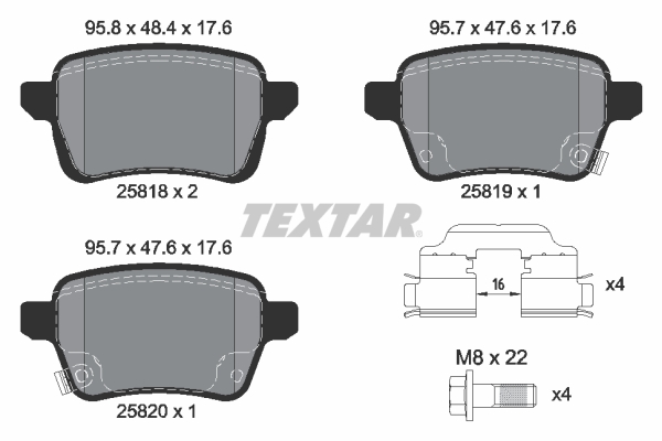 TEXTAR Hátsó fékbetét 2581802_TEXTAR