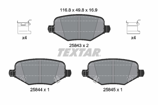 TEXTAR Hátsó fékbetét 2584301_TEXTAR