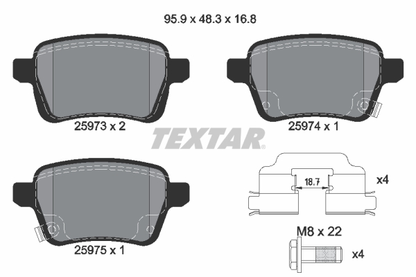 TEXTAR Hátsó fékbetét 2597301_TEXTAR