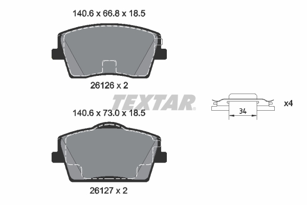 TEXTAR Fékbetét, mind 2612601_TEXTAR