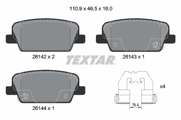 TEXTAR Fékbetét, mind 2614201_TEXTAR